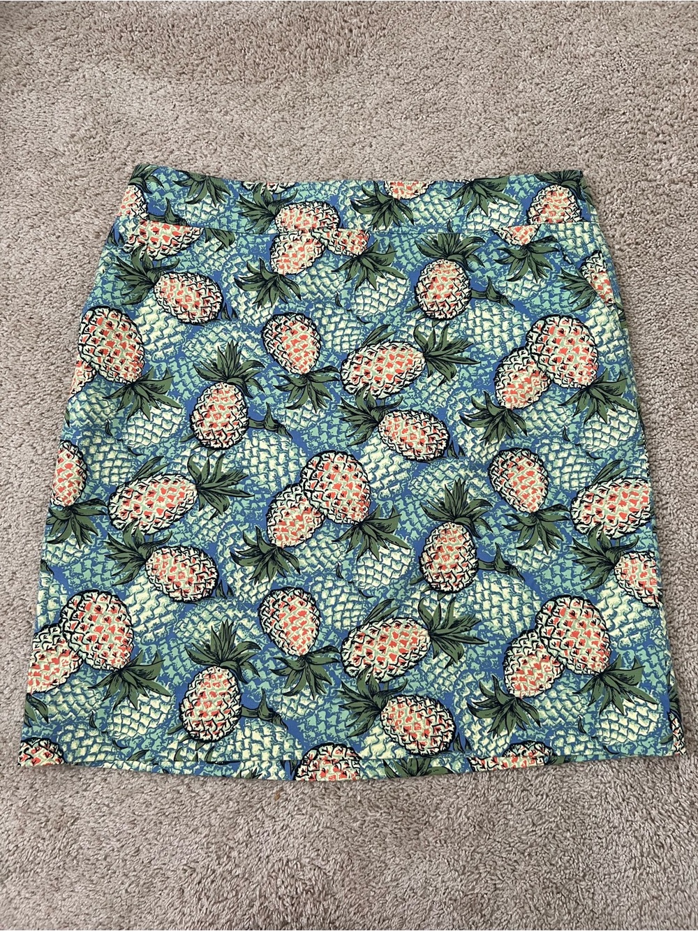 Talbots Size 16W Pineapple Tropical Print Pencil Skirt Plus Size